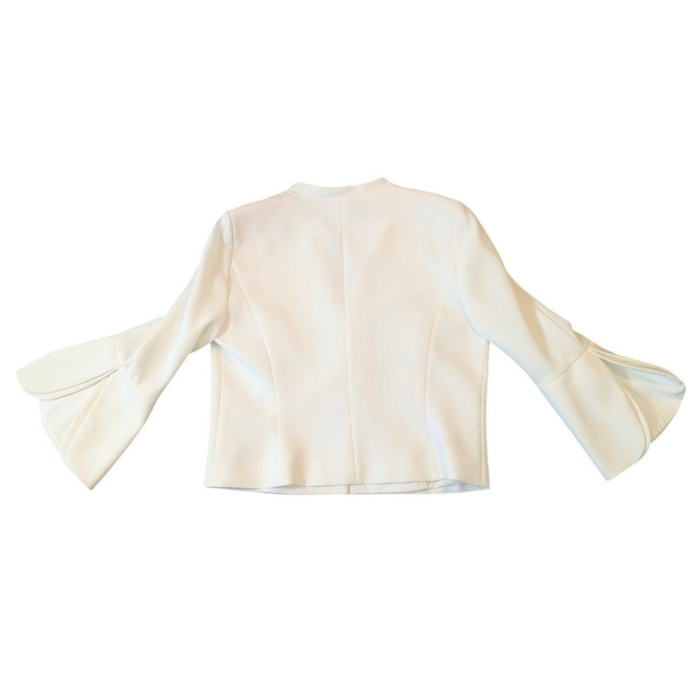 White House Black Market White Bell Sleeve Open Front Blazer Jacket Size 8 - Picture 7 of 14